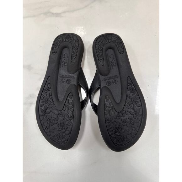 OkaB Women's Black  Summer Flip Flop Sandals Made in USA Size ML - Picture 6 of 11